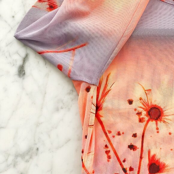 Miaou Power Mesh Long Sleeve Tee in Sunrise size XS - Picture 4 of 7